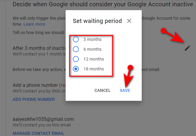 Set waiting period
