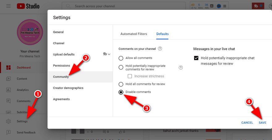 Disable comments