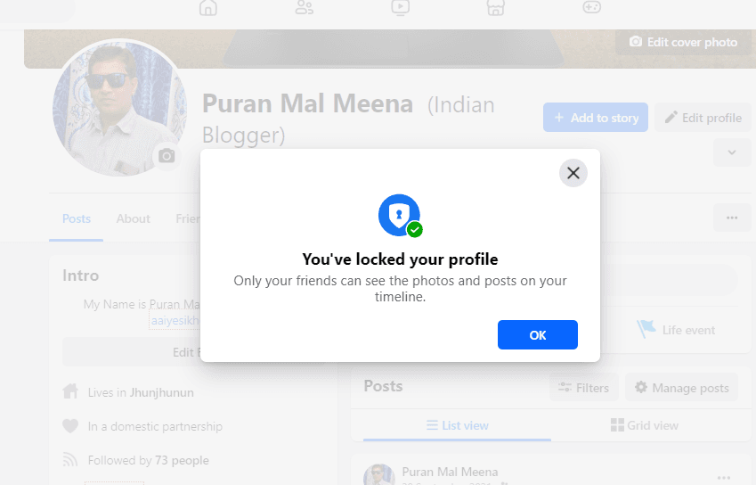 You've locked your profile